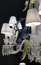 Traditional Colorful Candle Branch Blue Deer Crystal Chandelier for Living Room/Dining Room - 6 Lights: D29.5"*H33.5"Warm LightBlushlighting