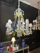 Traditional Colorful Candle Branch Blue Deer Crystal Chandelier for Living Room/Dining Room-Chandeliers-Blushlighting