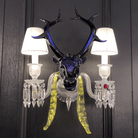Traditional Colorful Candle Branch Blue Deer Crystal Chandelier for Living Room/Dining Room - Wall Light (2 Lights): D19.7"*H24.8"Warm LightBlushlighting