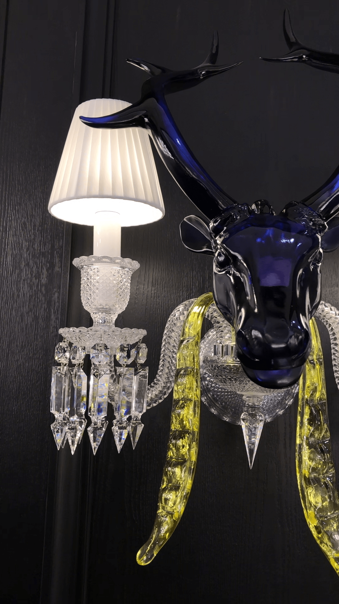 Traditional Colorful Candle Branch Blue Deer Crystal Chandelier for Living Room/Dining Room - Wall Light (2 Lights): D19.7"*H24.8"Warm LightBlushlighting