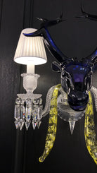 Traditional Colorful Candle Branch Blue Deer Crystal Chandelier for Living Room/Dining Room-Chandeliers-Blushlighting