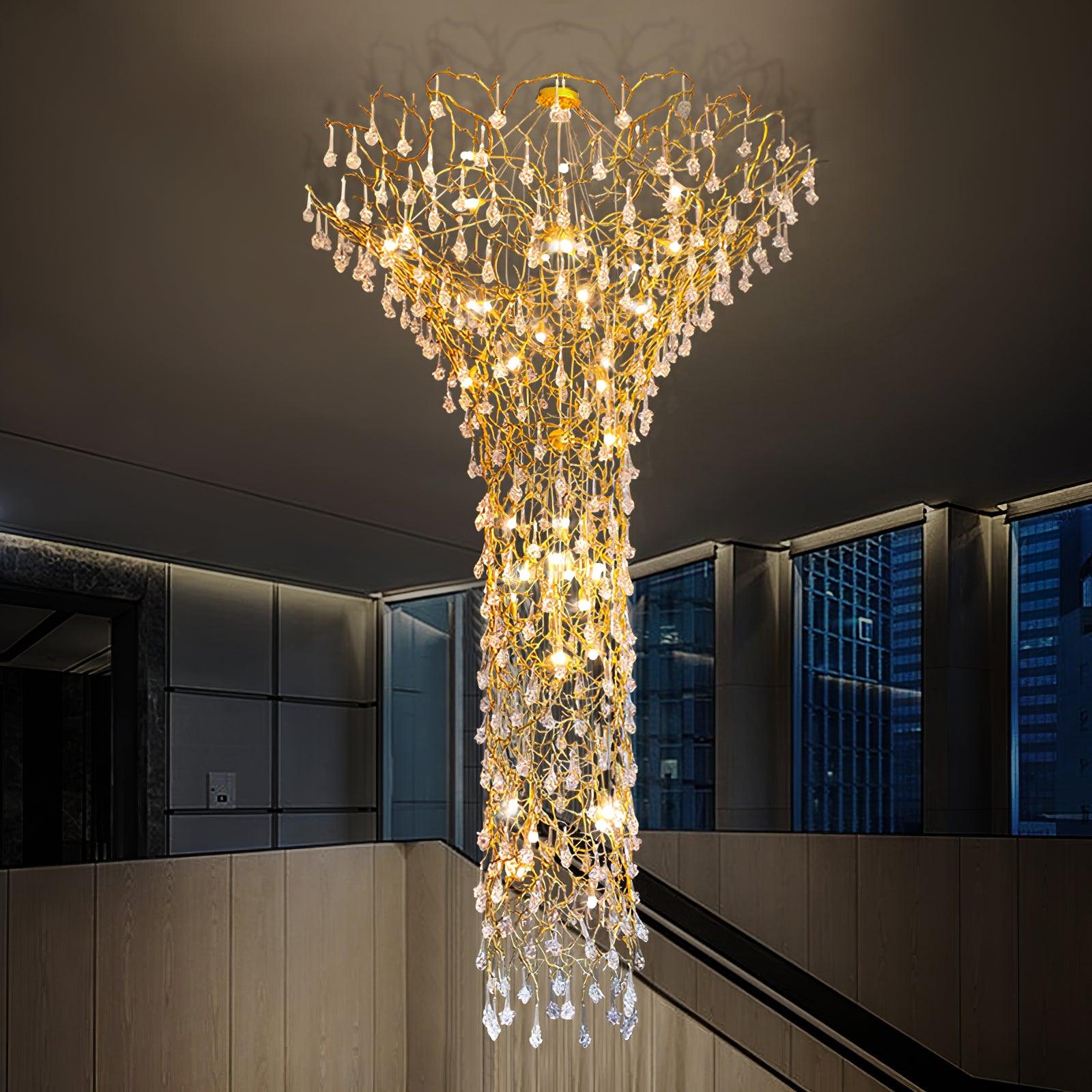 Tree Branch Staircase Chandelier - ∅ 59″ x H 141.7″ / Dia 150cm x H 360cmBrasssuitable for spaces over 12 feet（Weight over 300 lbs ）Blushlighting