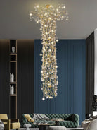 Tree Branch Staircase Chandelier - ∅ 59″ x H 141.7″ / Dia 150cm x H 360cmBrasssuitable for spaces over 12 feet（Weight over 300 lbs ）Blushlighting