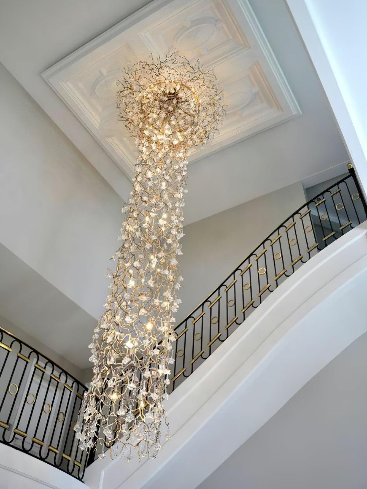 Tree Branch Staircase Chandelier - ∅ 59″ x H 141.7″ / Dia 150cm x H 360cmBrasssuitable for spaces over 12 feet（Weight over 300 lbs ）Blushlighting