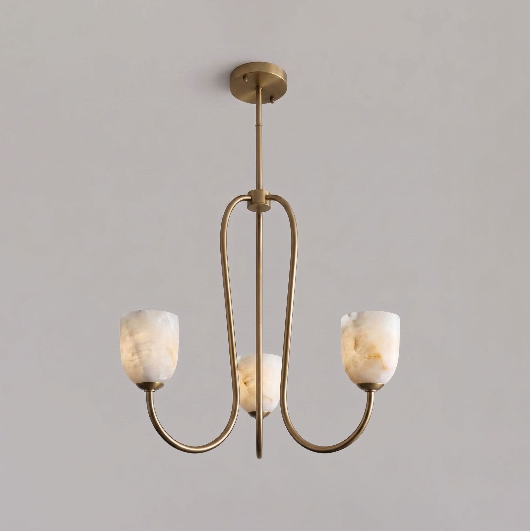 Trillium Alabaster Chandelier - Φ 15.7″ × H 8.7″Antique BrassBlushlighting