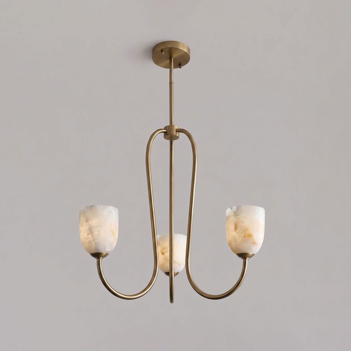 Trillium Alabaster Chandelier - Φ 15.7″ × H 8.7″Antique BrassBlushlighting