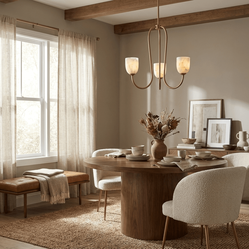 Trillium Alabaster Chandelier - Φ 15.7″ × H 8.7″BlackBlushlighting