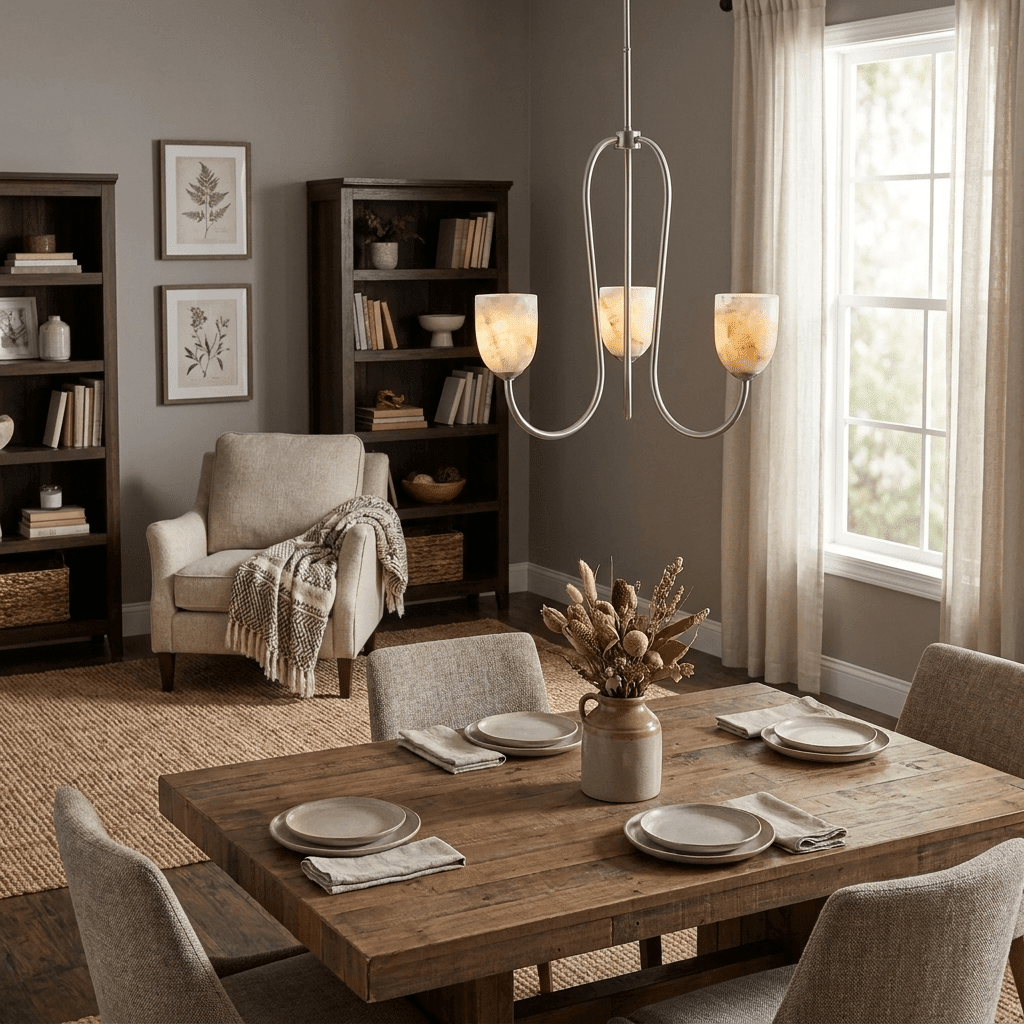 Trillium Alabaster Chandelier - Φ 15.7″ × H 8.7″BlackBlushlighting