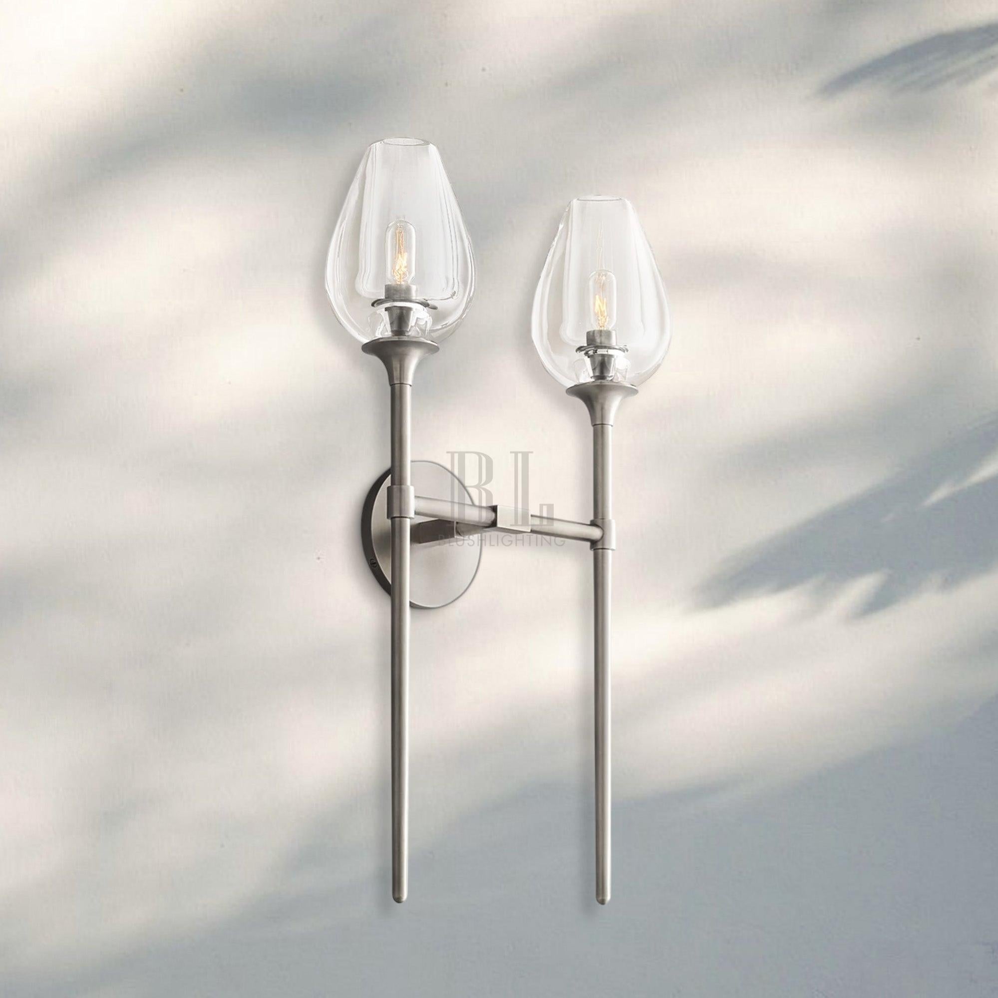 Tuilpl Double Wall Sconce 24”H-Satin Nickel-