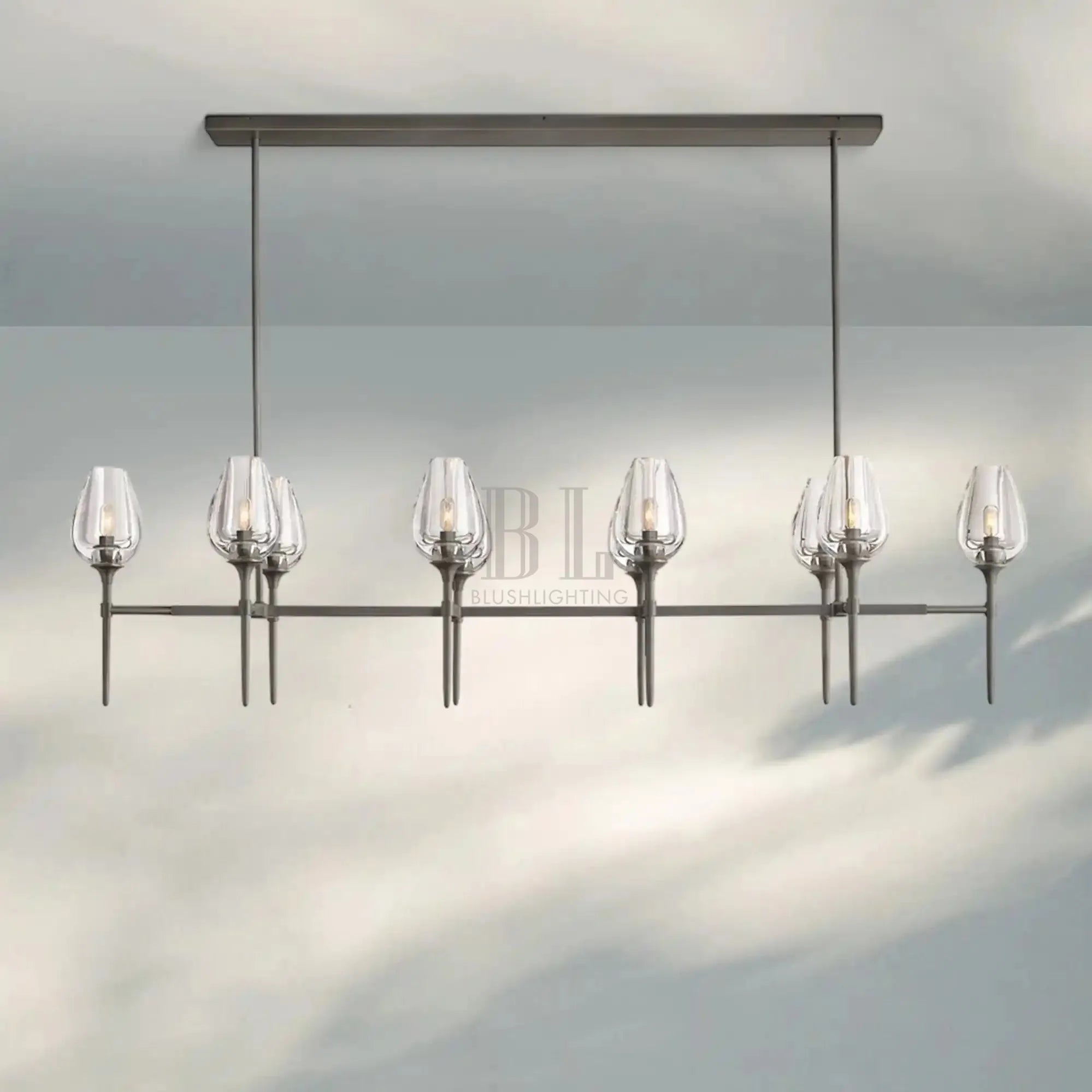 Tuilpl Linear Chandelier 52'' 65''-65''-Matte Black-