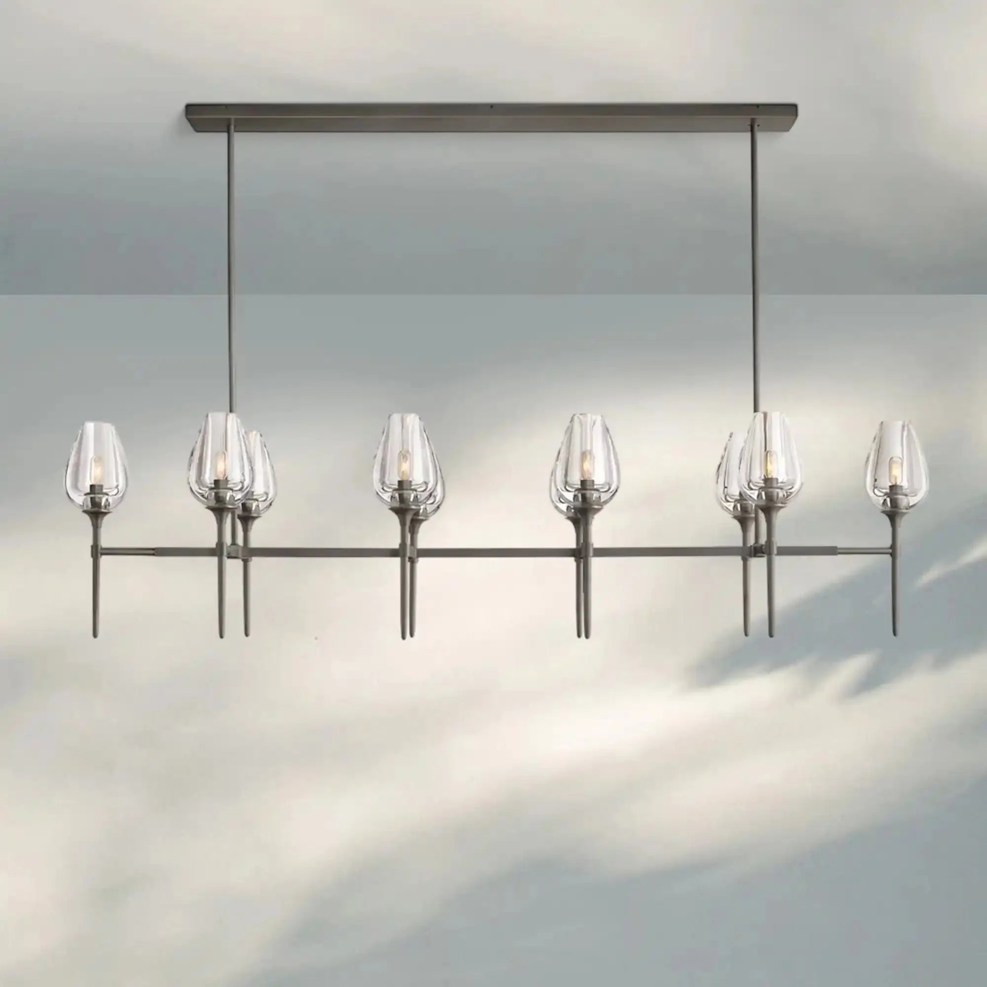Tuilpl Linear Chandelier 52'' 65''-65''-Matte Black-