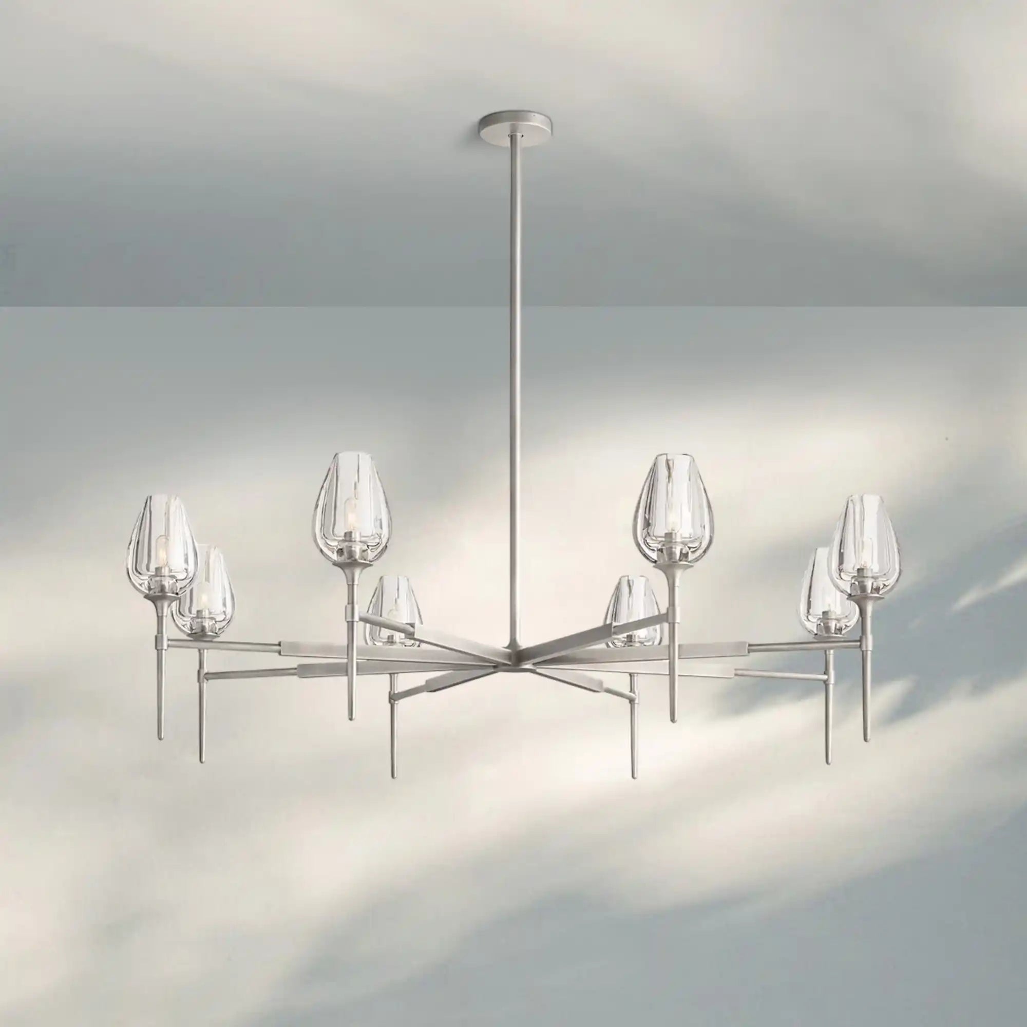 Tuilpl Round Chandelier 27‘’ 42‘’ 54‘’-54''-Satin Nickel-