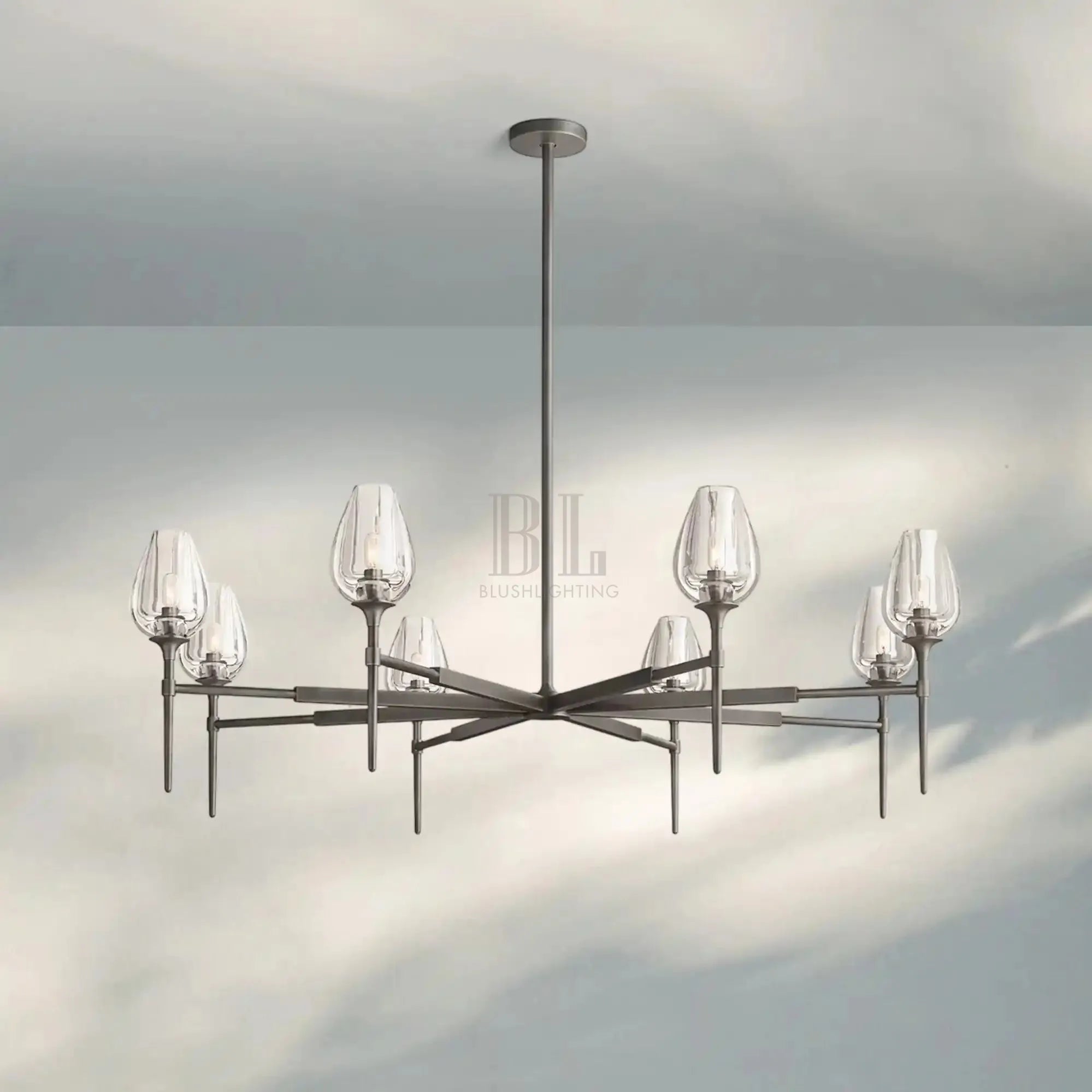 Tuilpl Round Chandelier 27‘’ 42‘’ 54‘’-54''-Matte Black-