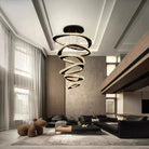 Twisted Ring Led Light Chandelier for High Ceiling - BlackWarm Light 3000KBlushlighting
