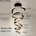 Twisted Ring Led Light Chandelier for High Ceiling - GoldWarm Light 3000KBlushlighting
