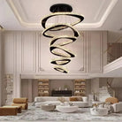 Twisted Ring Led Light Chandelier for High Ceiling - BlackWarm Light 3000KBlushlighting