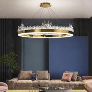 Blushlighting® Crown design led crystal chandelier for living room, dining room, bedroom 31.5'' / Warm Light