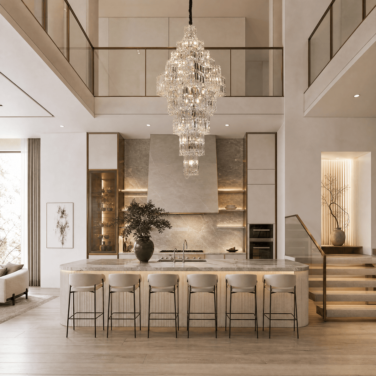 Universo Crystal Halo Chandelier - Φ800*H1500mmBlushlighting
