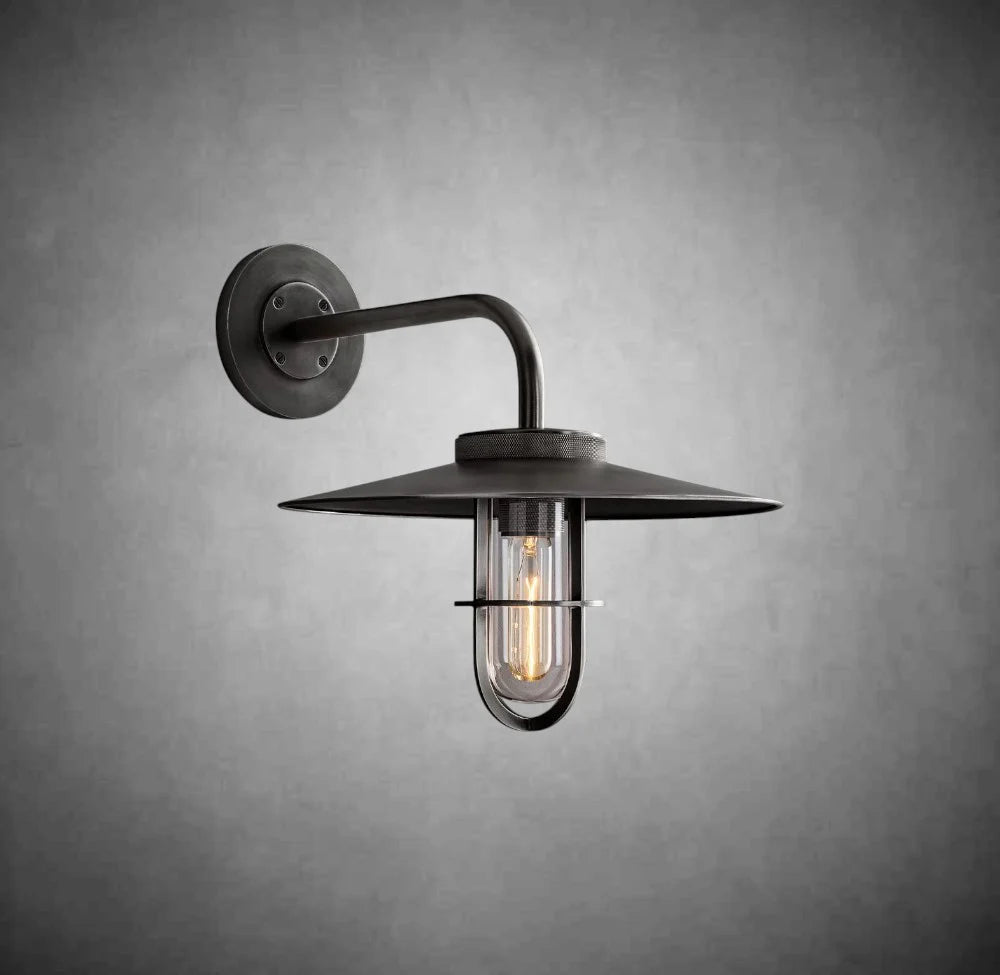 Utilitaive Barn Outdoor Wall Sconce — Indusrrial Metal Wall Light Fixture - BronzeBlushlighting
