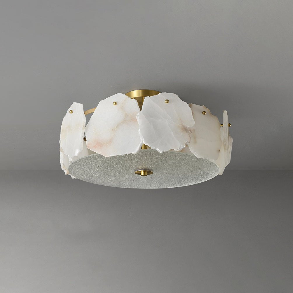 Valeria Alabaster Ceiling Lamp - ∅ 17.7″ x H 7.9″Copper & WhiteBlushlighting