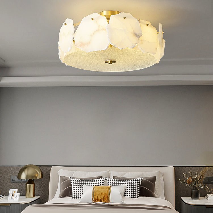 Valeria Alabaster Ceiling Lamp - ∅ 17.7″ x H 7.9″Copper & WhiteBlushlighting