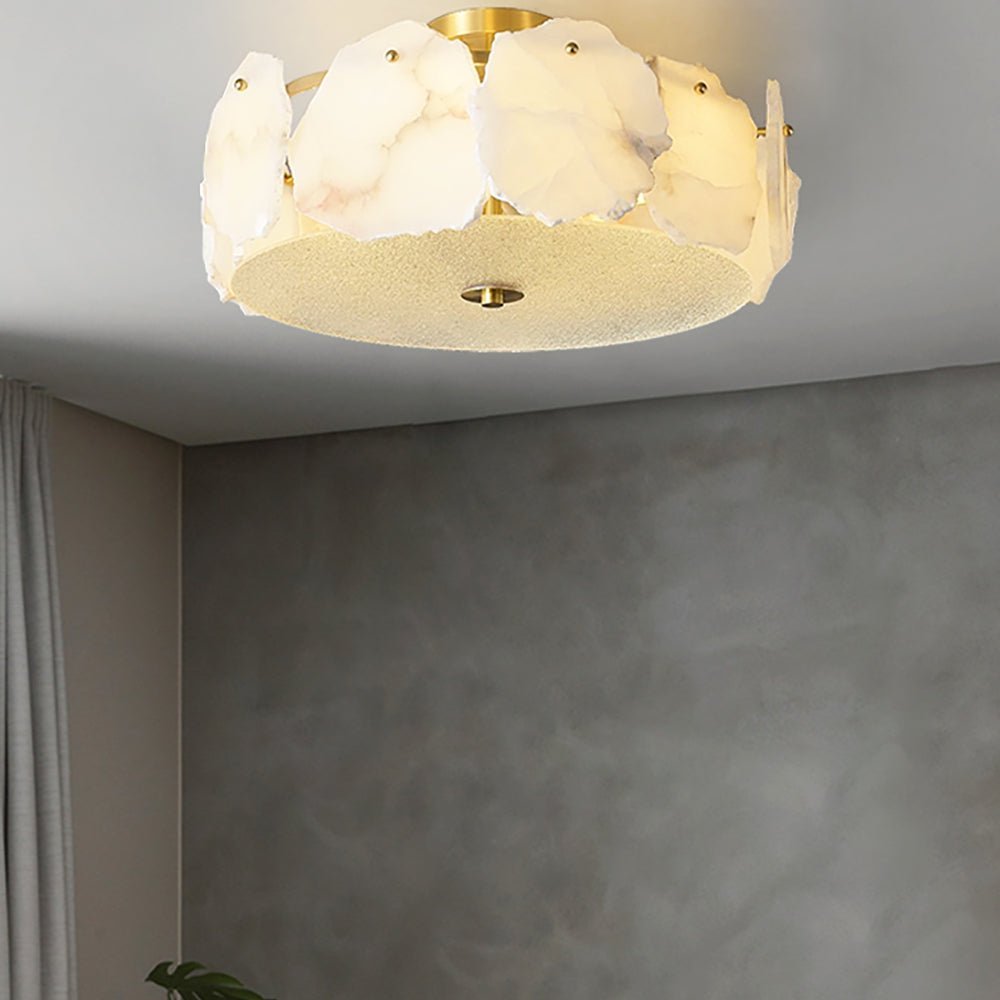 Valeria Alabaster Ceiling Lamp - ∅ 17.7″ x H 7.9″Copper & WhiteBlushlighting