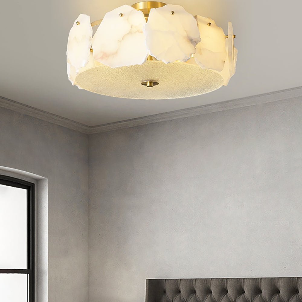 Valeria Alabaster Ceiling Lamp - ∅ 17.7″ x H 7.9″Copper & WhiteBlushlighting