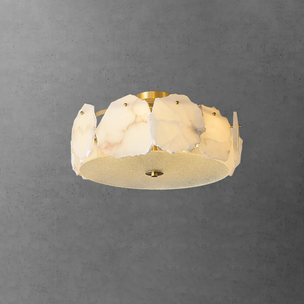 Valeria Alabaster Ceiling Lamp - ∅ 17.7″ x H 7.9″Copper & WhiteBlushlighting