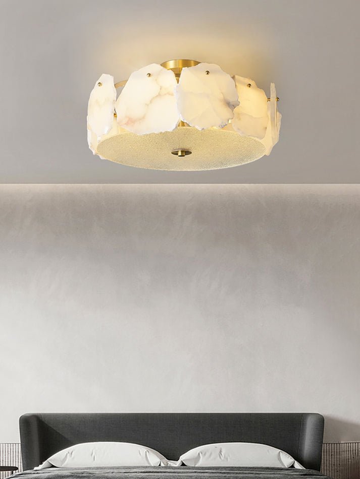 Valeria Alabaster Ceiling Lamp - ∅ 17.7″ x H 7.9″Copper & WhiteBlushlighting