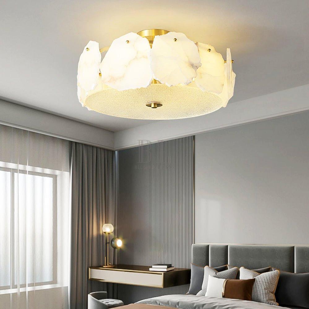 Valeria Alabaster Ceiling Lamp - ∅ 17.7″ x H 7.9″Copper & WhiteBlushlighting