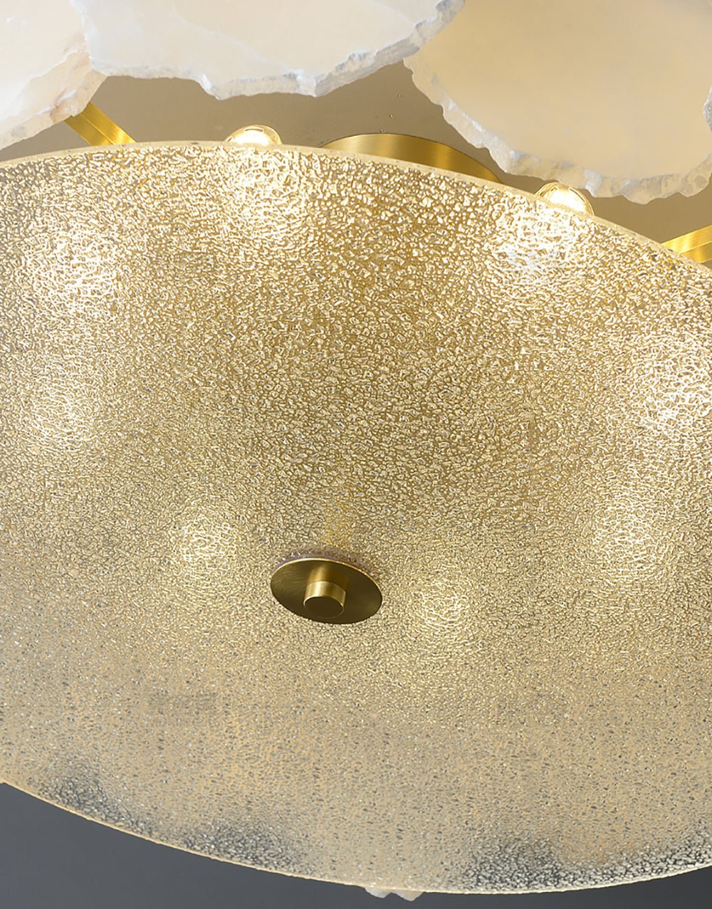 Valeria Alabaster Ceiling Lamp - ∅ 17.7″ x H 7.9″Copper & WhiteBlushlighting