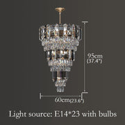 Blushlighting® Post-modern Grand Crystal Luxury Chandelier for Living Room, Villa, Stairwell Warm light / Dia23.6*H37.4"