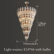 Blushlighting® Post-modern Grand Crystal Luxury Chandelier for Living Room, Villa, Stairwell Warm light / Dia39.4*H62.2"