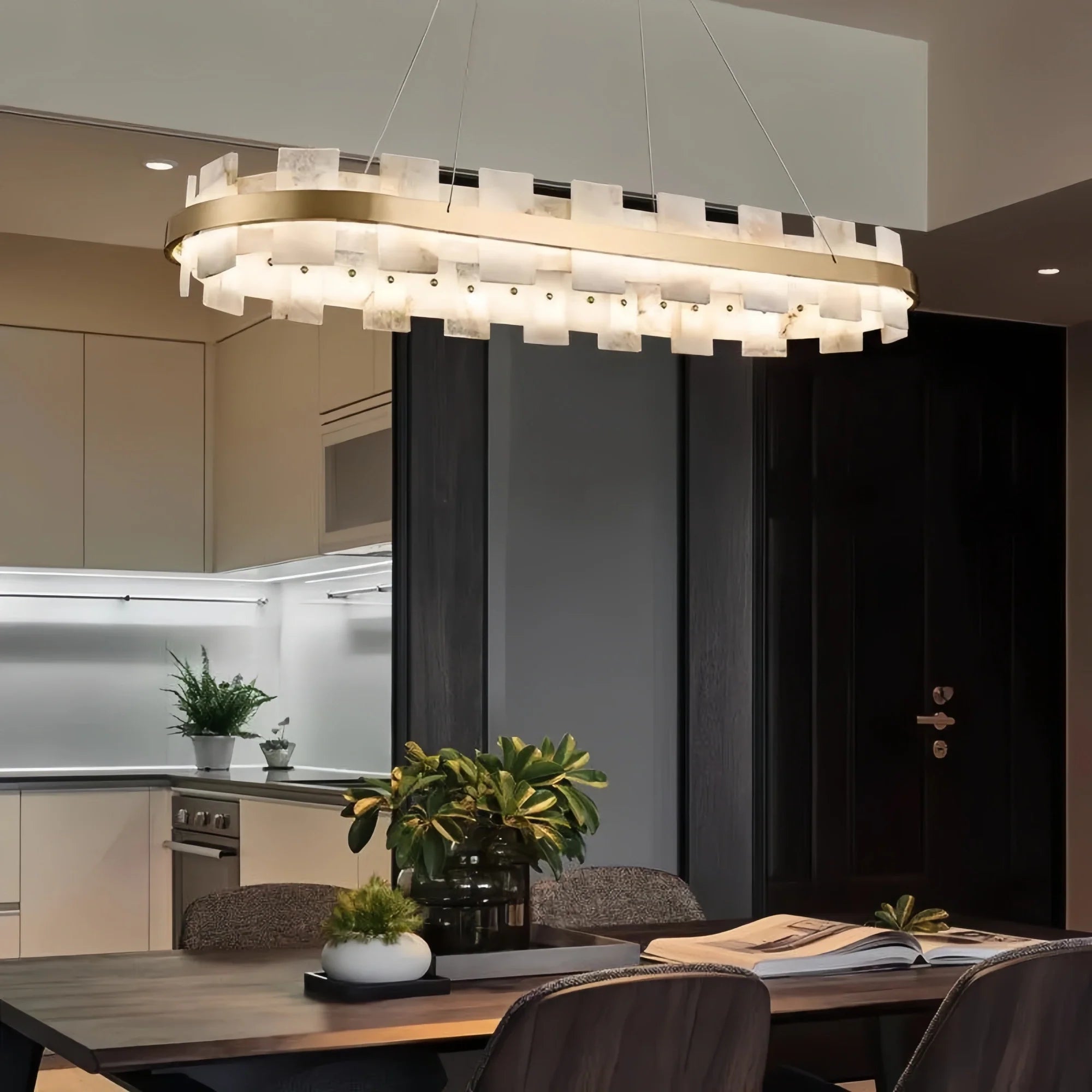 Varnaka Alabaster Chandelier Light-Blushlighting
