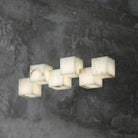 Vasilia Alabaster Cubic Pendant For Dining Table, Kitchen Island Pendant - 6 LIGHTS - 28.3" LBlushlighting
