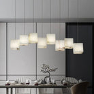 Vasilia Alabaster Cubic Pendant For Dining Table, Kitchen Island Pendant - 8 LIGHTS - 37.8" LBlushlighting