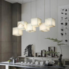 Vasilia Alabaster Cubic Pendant For Dining Table, Kitchen Island Pendant - 6 LIGHTS - 28.3" LBlushlighting