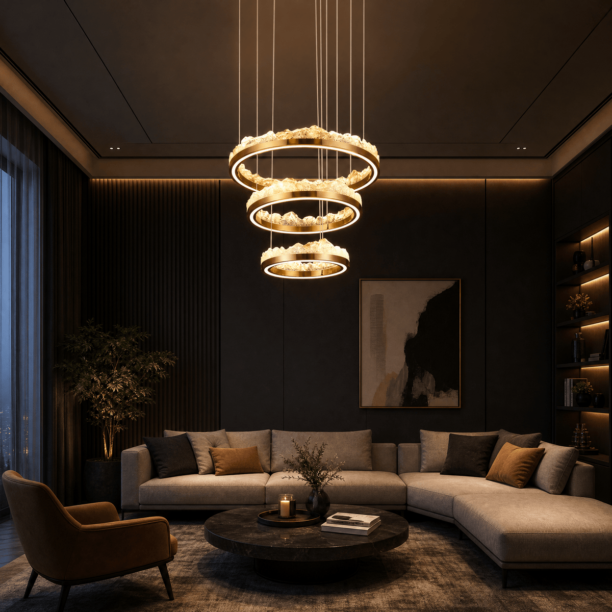 Vast Realm Modern Sculptural Ring Chandelier - Blushlighting