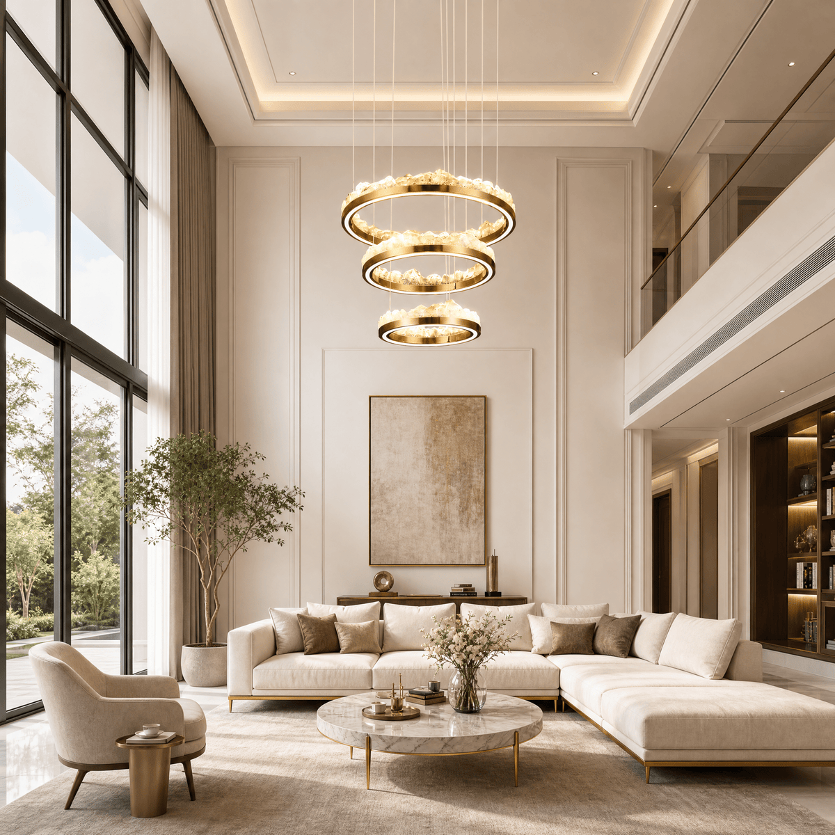 Vast Realm Modern Sculptural Ring Chandelier - Blushlighting