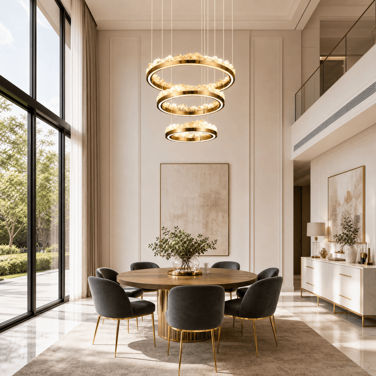 Vast Realm Modern Sculptural Ring Chandelier - Blushlighting