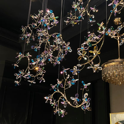 Exquisite Crystal Flower Branch Chandelier for Hotel Foyer and Entryway Ceiling Lighting Fixture