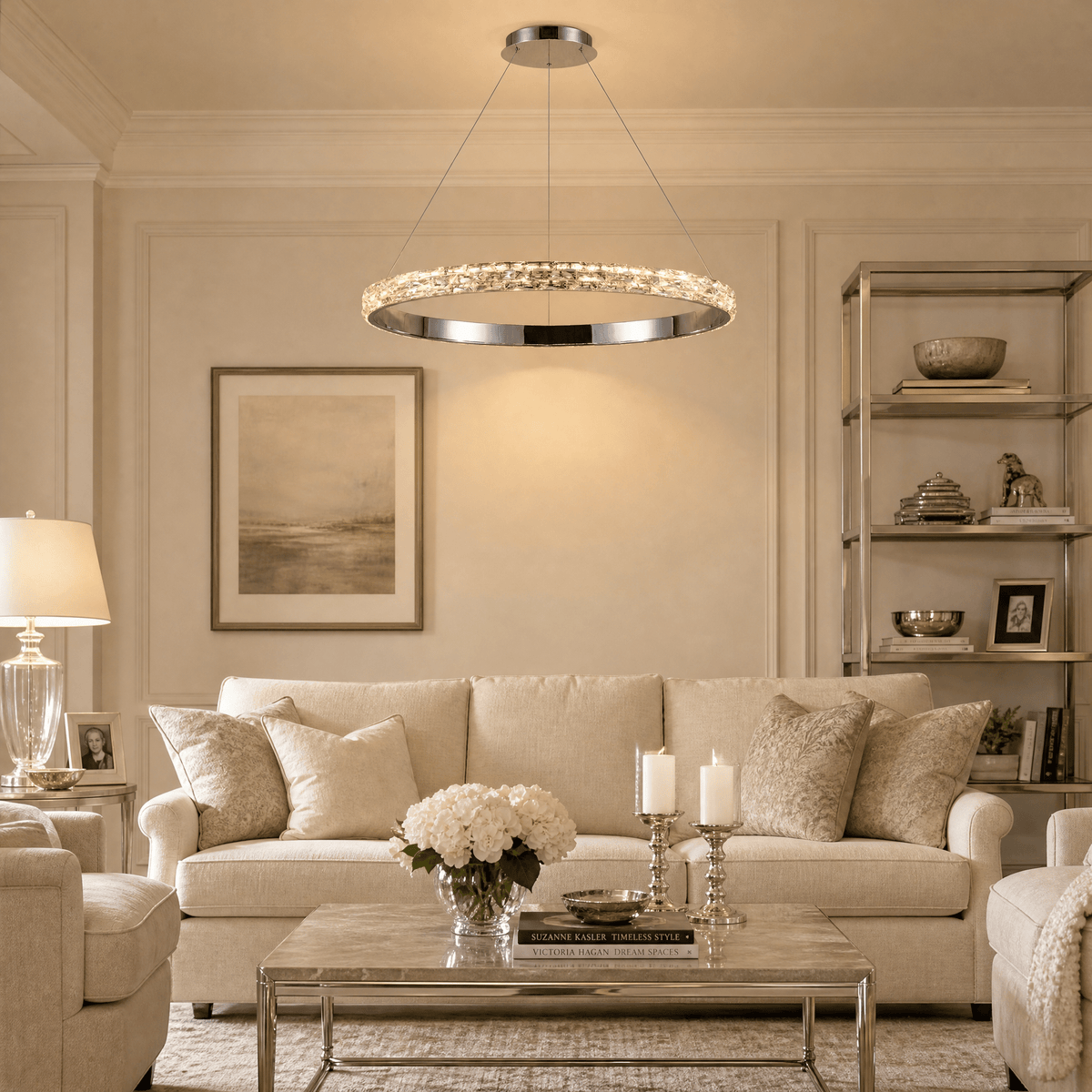 Vega Ring Crystal Chandelier - Ø22" × H2.8" (Ø56 × H7 cm)Blushlighting