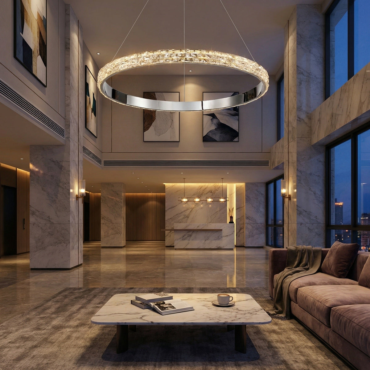 Vega Ring Crystal Chandelier - Ø22" × H2.8" (Ø56 × H7 cm)Blushlighting