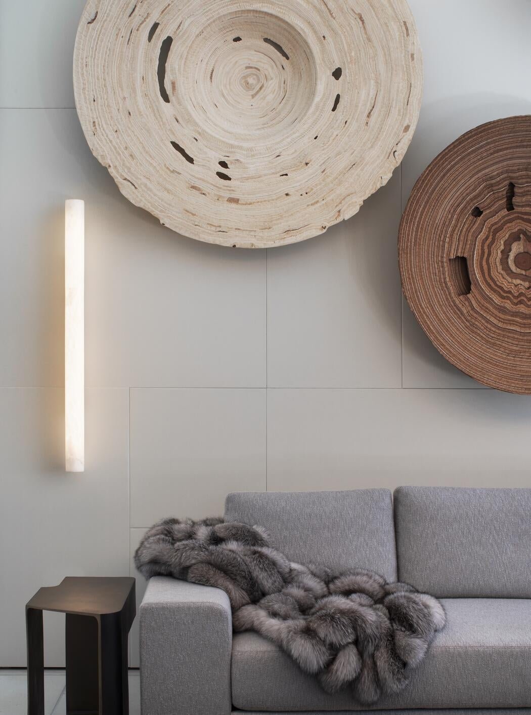 Venus Modern Linear Alabaster Wall Sconce 3'' 4.7'' - 3'' W x 22'' HBrassBlushlighting