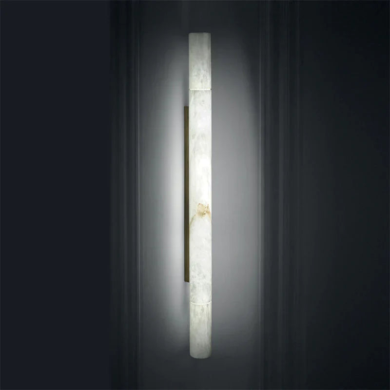 Venus Modern Linear Alabaster Wall Sconce 3'' 4.7''-3'' W x 22'' H-Brass-Blushlighting