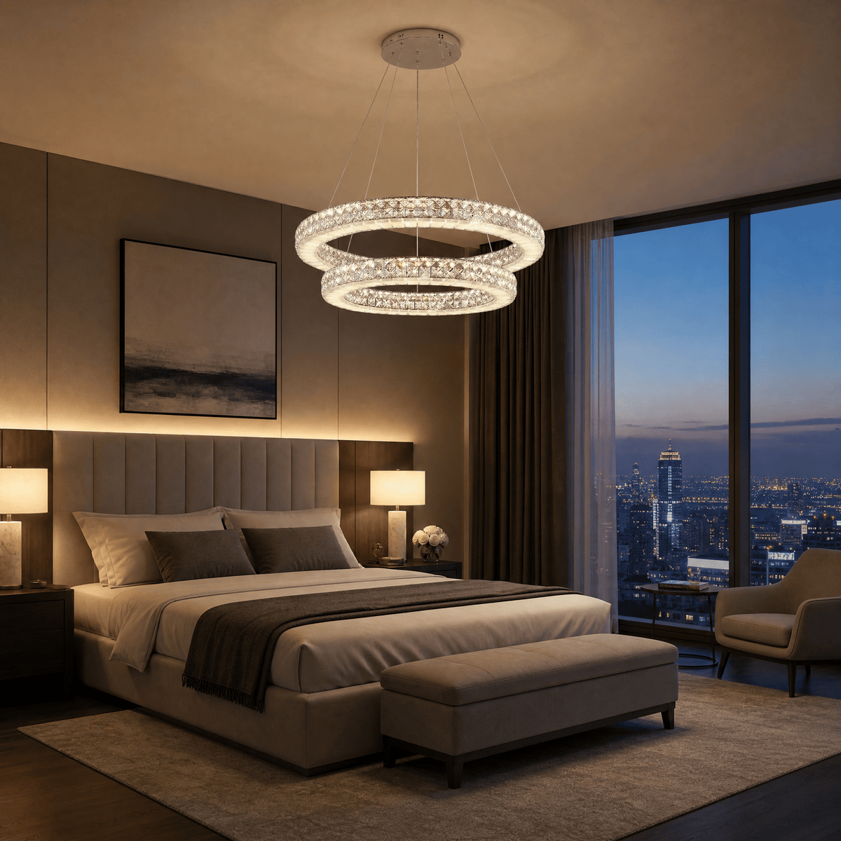 Vera Crystal and Alabaster Chandelier - Ø31.5" × H2.4" (Ø80 × H6 cm)Blushlighting
