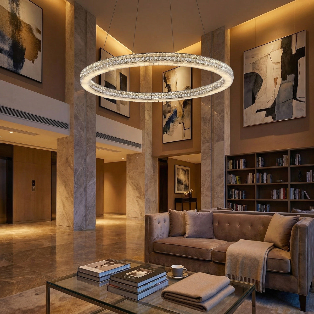 Vera Crystal and Alabaster Chandelier - Ø31.5" × H2.4" (Ø80 × H6 cm)Blushlighting