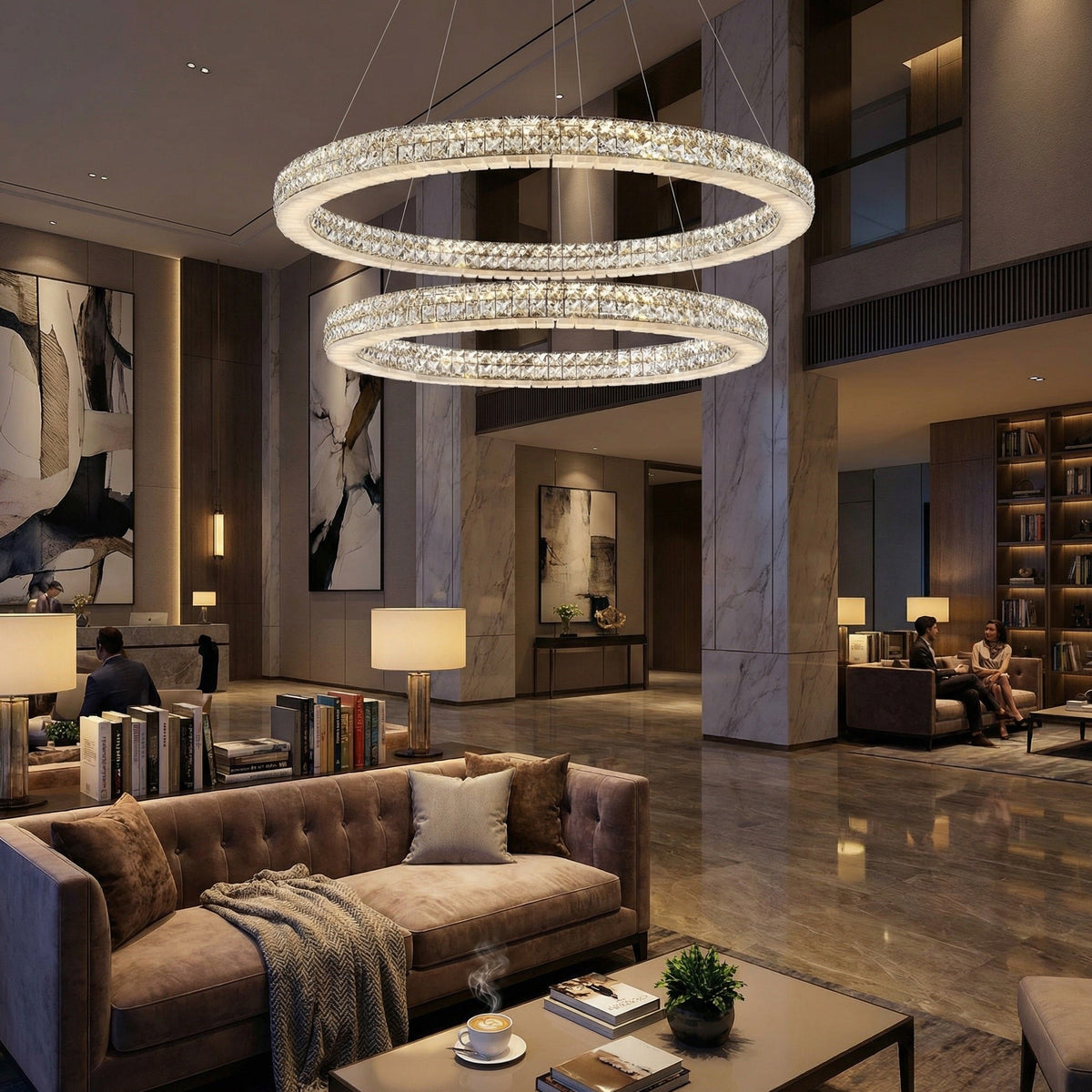 Vera Crystal and Alabaster Chandelier - Ø23.6" × H2.4" (Ø60 × H6 cm)Blushlighting