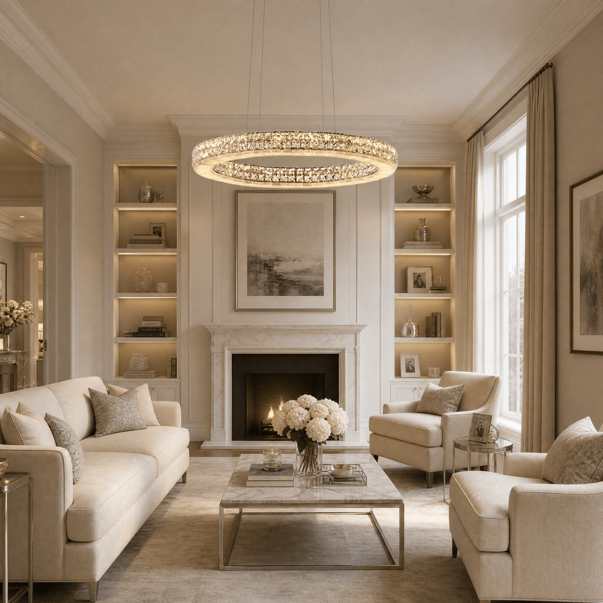 Vera Crystal and Alabaster Chandelier - Ø23.6" × H2.4" (Ø60 × H6 cm)Blushlighting