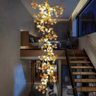 Verdant Branch Copper Vine Glass Flower Stairwell Chandelier - CopperH59.0"(150cm)Warm Light 3000kBlushlighting